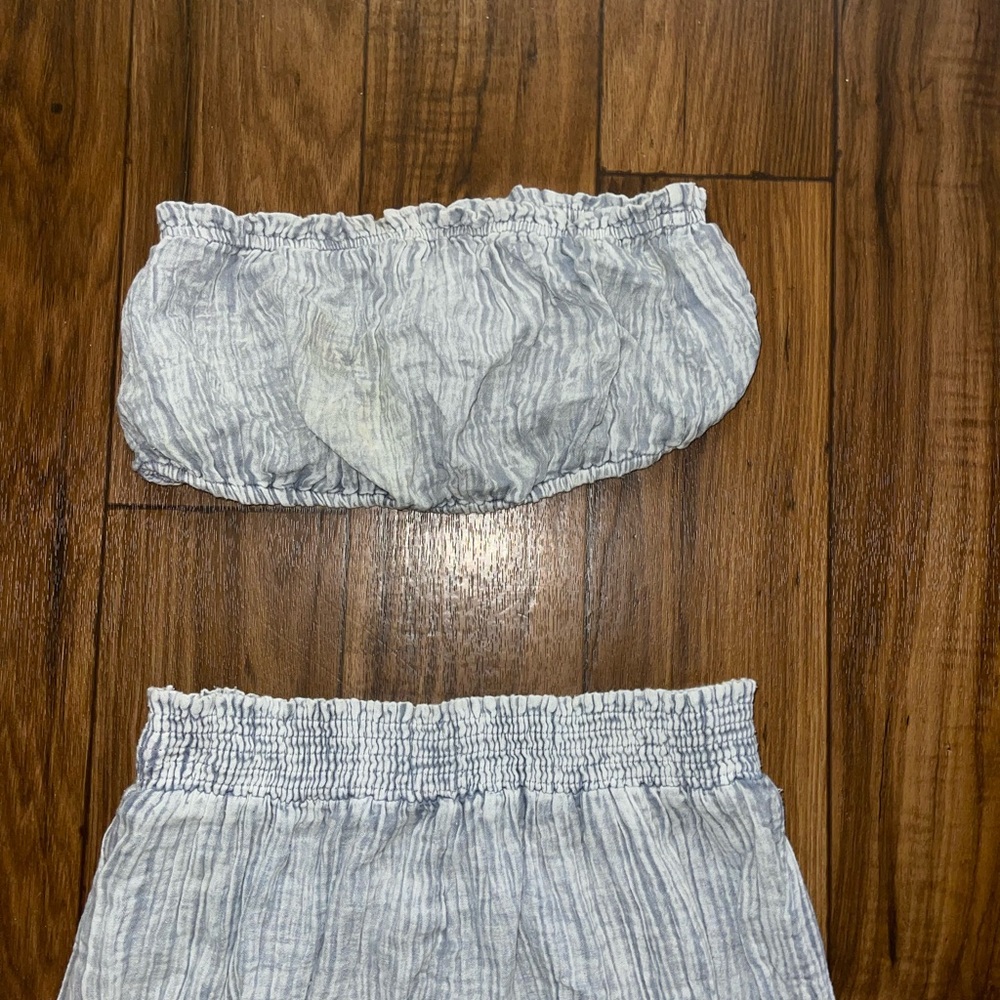Two piece linen blue gray set - Picture 4 of 4
